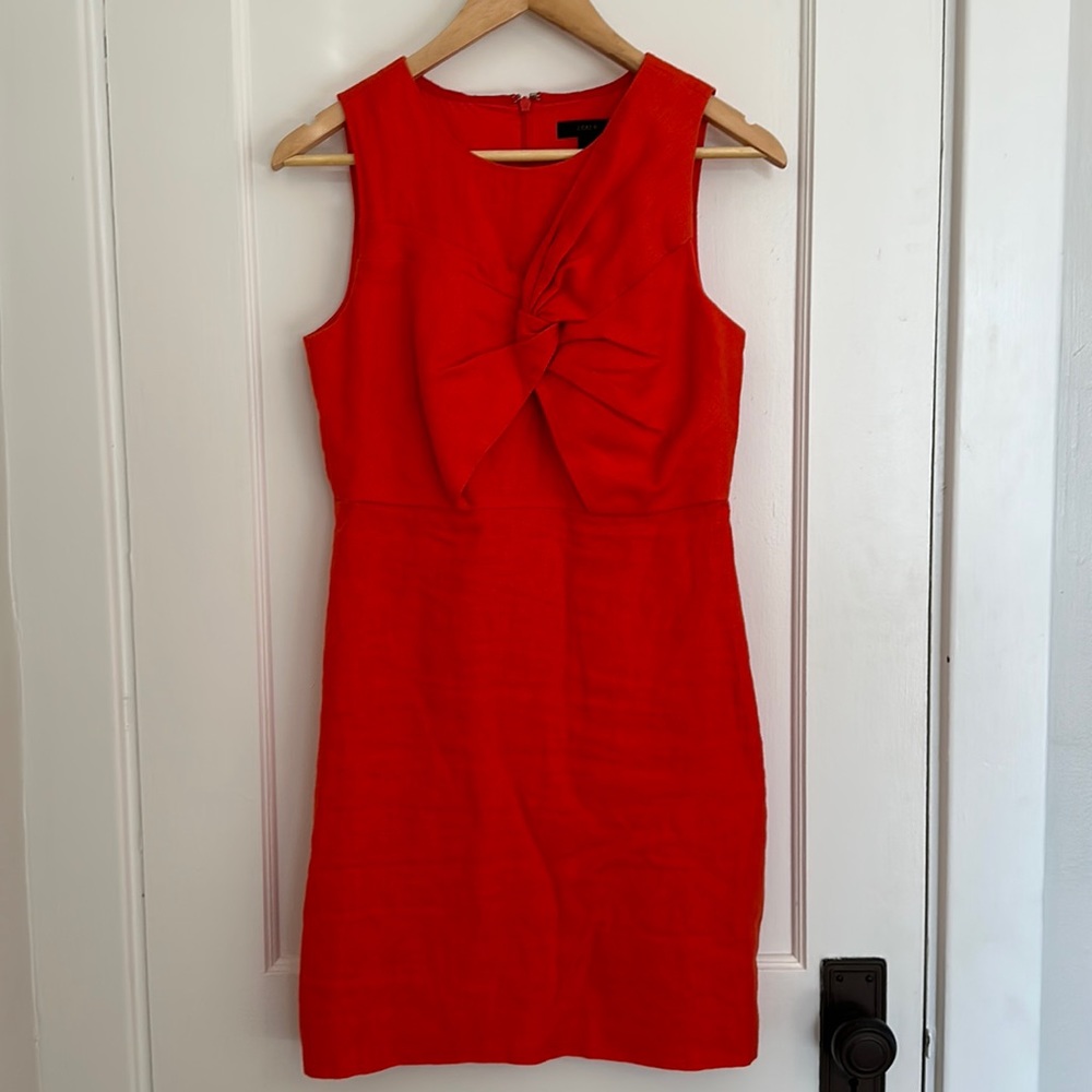 JCrew Linen Twist Front Sleeveless Sheath Dress